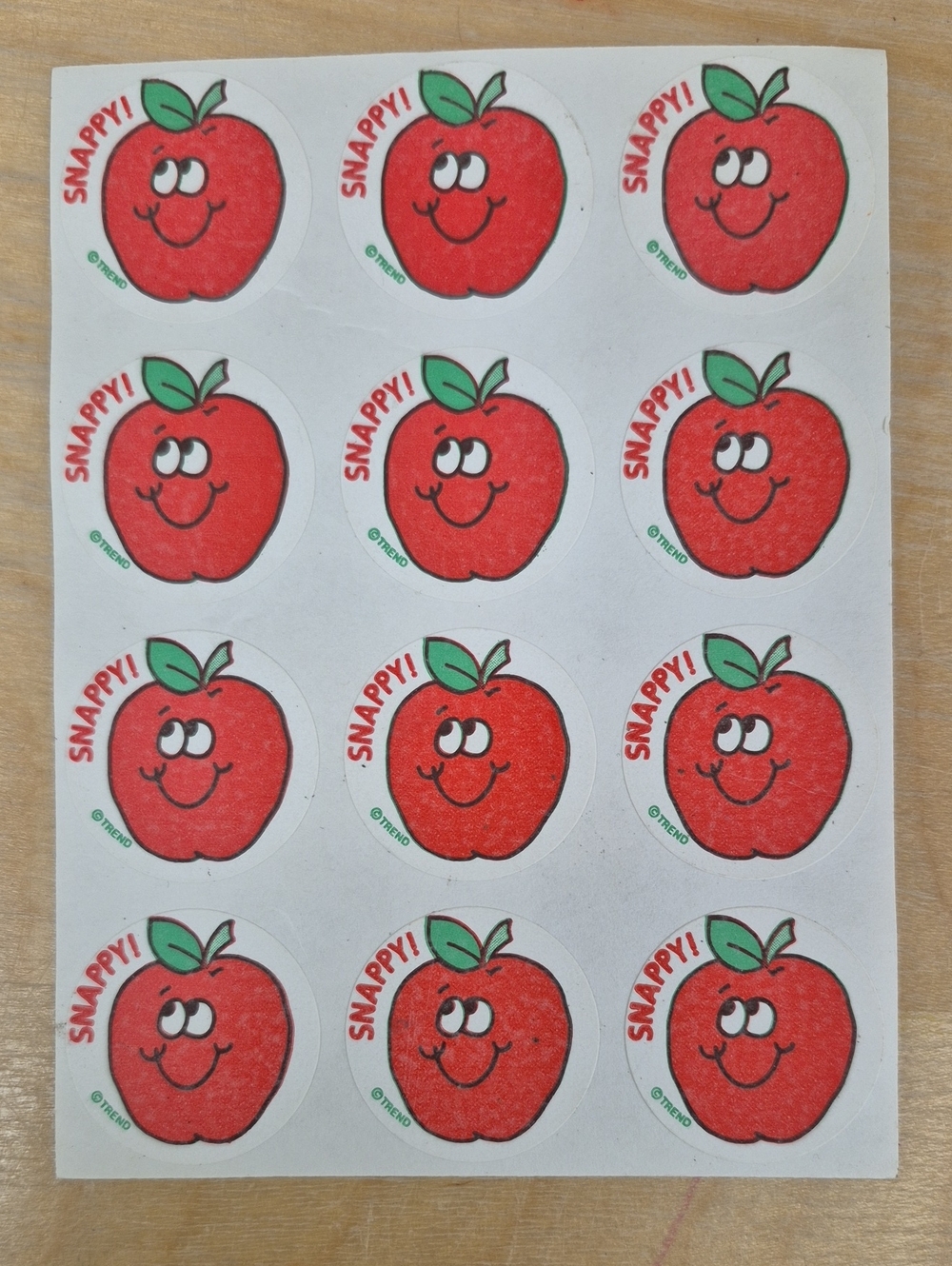 Snap Red Apple Sticker Sheet with Green Leaves